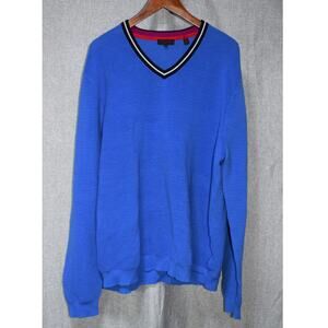 Ted Baker London Men’s Blue V-Neck Striped Sweater Size 7 (XXL)